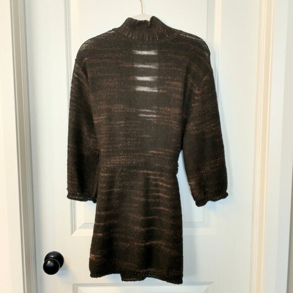 Charter Club Woman Brown and Bronze Belted Sweater Cardigan Duster Size 0X - Picture 2 of 14